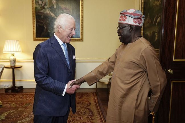 Tinubu received by king charles iii at buckingham palace