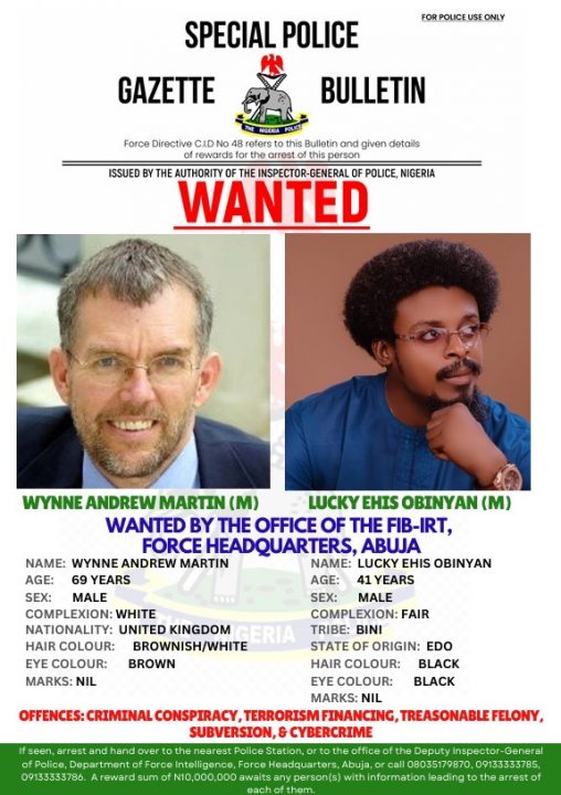 Police declare briton, nigerian wanted over plot to overthrow tinubu